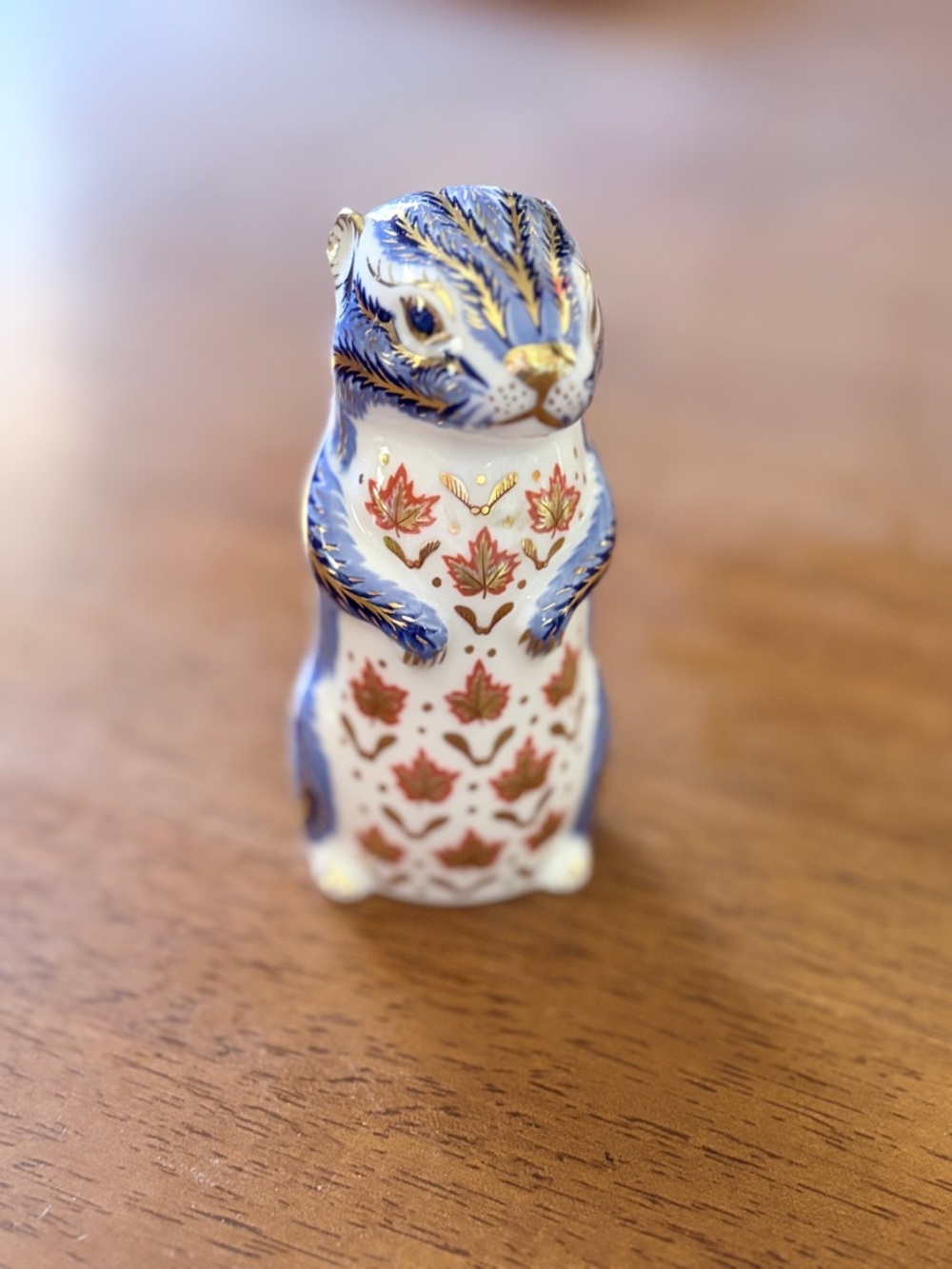 Vintage Imari Royal Crown Derby Chipmunk Bone China Paperweight